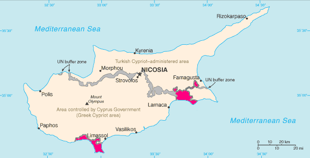 AKROTIRI AND DHEKELIA MAP